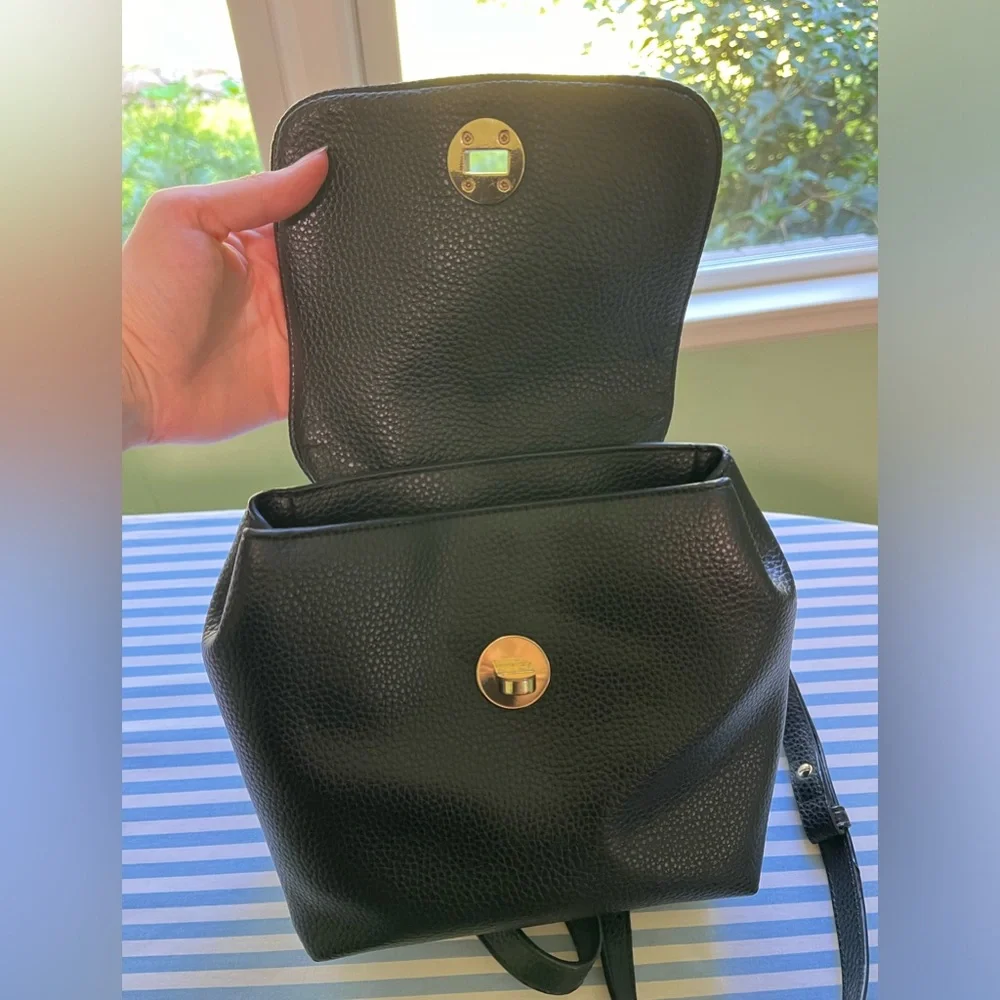 EMPORIO ARMANI Black Mini Backpack Synthetic Pebbled Leather Bag